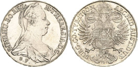 Habsburg
Maria Theresia 1740-1780 Taler 1780 (1789-1792), Günzburg Posthume Prägung Davenport 1150 Hafner 28 a Fast prägefrisch/prägefrisch