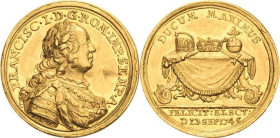 Habsburg
Franz I. 1745-1765 Goldmedaille im Gewicht eines Dukaten 1745 (Oexlein) Auf seine Wahl zum Deutschen Kaiser. Brsutbild anch rechts / Reichsi...