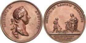 Habsburg
Josef II. 1764-1790 Bronzemedaille 1770 (Krafft) Errichtung der Waisenhäuser in Mantua und Mailand. Kopf nach rechts / Caritas mit drei Kind...