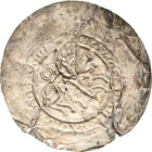 Thüringen, Landgrafschaft
Hermann I. 1190-1217 Brakteat, Eisenach Nach rechts reitender Landgraf mit Fahne und Schild, über Pferdekuppe 3 Kreise (Rin...