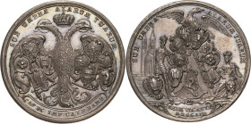 Bamberg-Bistum
Sedisvakanz 1753 Silbermedaille 1753 (P. P. Werner) Reichsadler mit den Wappen der älteren Domherren / Adler auf einer Pyramide mit de...