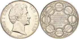 Bayern
Ludwig I. 1825-1848 Doppeltaler 1838, München Einteilung des Königreiches. Mit Randschrift: DREY EIN HALBER GULDEN*VII E.F.M.* AKS 99 b Jaeger...