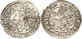Sachsen-Kurlinie ab 1486 bis 1547 (Ernestiner)
Friedrich III., Johann und Georg 1507-1525 Zinsgroschen o.J. Kreuz-Annaberg Umschrift endet: SAX/SAX K...