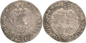 Sachsen-Kurlinie ab 1486 bis 1547 (Ernestiner)
Friedrich III., Johann und Georg 1507-1525 Guldengroschen o.J. Avers Kreuz-Annaberg Klappmützentaler. ...