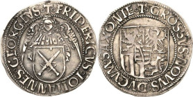 Sachsen-Kurlinie ab 1486 bis 1547 (Ernestiner)
Friedrich III., Johann und Georg 1507-1525 Engelgroschen (Schreckenberger) o.J. beiderseits T-Buchholz...