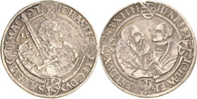Sachsen-Kurlinie ab 1486 bis 1547 (Ernestiner)
Johann Friedrich, Heinrich und Johann Ernst 1539-1540 Guldengroschen 1540, T-Buchholz Mit altem Sammle...