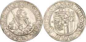 Sachsen-Kurlinie ab 1547 (Albertiner)
Moritz 1547-1553 Taler 1552, Eichel-Annaberg Mit je einem Zierkreis auf beiden Seiten Keilitz/Kahnt 10.1 Schnee...