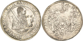 Sachsen-Kurlinie ab 1547 (Albertiner)
August 1553-1586 Taler 1566, HB-Dresden Keilitz/Kahnt 56 Schnee 713 Davenport 9795 Avers kl. Kratzer, vorzüglic...