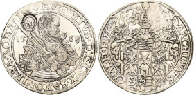 Sachsen-Kurlinie ab 1547 (Albertiner)
August 1553-1586 Taler 1568, HB-Dresden Mit Av-Gegenstempel der Stände von Holland (Löwenschild in geperltem Ov...