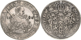 Sachsen-Kurlinie ab 1547 (Albertiner)
August 1553-1586 Taler 1586, HB-Dresden Keilitz/Kahnt 68 Schnee 725 Davenport 9798 Seltener Jahrgang. Sehr schö...