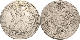 Sachsen-Kurlinie ab 1547 (Albertiner)
Christian I. 1586-1591 Taler 1591, HB-Dresden Keilitz/Kahnt 142 Schnee 731 Davenport 9806 Henkelspur, teilweise...