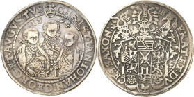 Sachsen-Kurlinie ab 1547 (Albertiner)
Christian II., Johann Georg I. und August 1591-1611 Taler 1594, HB-Dresden Keilitz/Kahnt 186 Schnee 754 Davenpo...