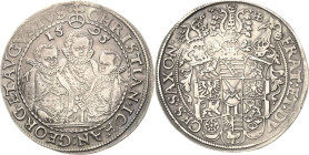 Sachsen-Kurlinie ab 1547 (Albertiner)
Christian II., Johann Georg I. und August 1591-1611 Taler 1595, HB-Dresden Keilitz/Kahnt 186 Schnee 754 Davenpo...