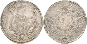Sachsen-Kurlinie ab 1547 (Albertiner)
Christian II., Johann Georg I. und August 1591-1611 Taler 1604, HB-Dresden Keilitz/Kahnt 222 Schnee 758 Davenpo...