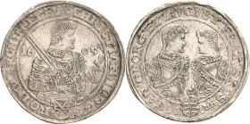 Sachsen-Kurlinie ab 1547 (Albertiner)
Christian II., Johann Georg I. und August 1591-1611 Dicker Doppeltaler 1605, HR-Dresden Keilitz/Kahnt 229 Schne...