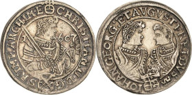 Sachsen-Kurlinie ab 1547 (Albertiner)
Christian II., Johann Georg I. und August 1591-1611 1/4 Taler 1607, HR-Dresden Jahreszahl 1-607 geteilt. Revers...