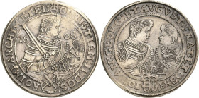 Sachsen-Kurlinie ab 1547 (Albertiner)
Christian II., Johann Georg I. und August 1591-1611 Taler 1608, HR-Dresden Keilitz/Kahnt 228 Schnee 767 Davenpo...