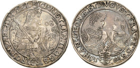 Sachsen-Kurlinie ab 1547 (Albertiner)
Christian II., Johann Georg I. und August 1591-1611 Taler 1608, HR-Dresden Keilitz/Kahnt 228 Schnee 767 Davenpo...