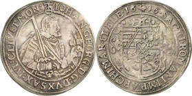 Sachsen-Kurlinie ab 1547 (Albertiner)
Johann Georg I. (1611-) 1615-1656 1/2 Taler 1616, Schwan-Dresden C/K 177 Kohl 154 Sehr selten. Henkelspur, Feld...
