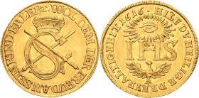 Sachsen-Kurlinie ab 1547 (Albertiner)
Johann Georg I. (1611-) 1615-1656 Sophiendukat 1616, o. Mzz.-Dresden Spätere Prägung ab 1779/1785 mit KIND: in ...