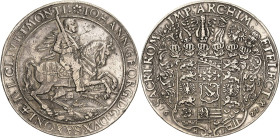 Sachsen-Kurlinie ab 1547 (Albertiner)
Johann Georg I. (1611-) 1615-1656 Breiter dreifacher Taler 1627, HI-Dresden Stempel von Kitzkatz. Nach rechts r...
