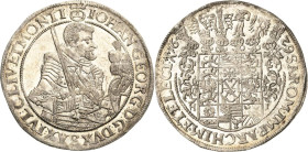 Sachsen-Kurlinie ab 1547 (Albertiner)
Johann Georg I. (1611-) 1615-1656 Taler 1629, Schwan-Dresden Mit anliegender Feldbinde C/K 158 b Schnee 845 Dav...