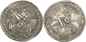 Sachsen-Kurlinie ab 1547 (Albertiner)
Johann Georg I. (1611-) 1615-1656 Taler 1630, Zainhaken-Dresden 100 Jahre Augsburger Konfession. Mit linker Han...