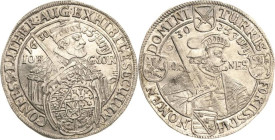 Sachsen-Kurlinie ab 1547 (Albertiner)
Johann Georg I. (1611-) 1615-1656 1/4 Taler 1630, gekreuzte Zainhaken-Dresden 100 Jahre Augsburger Konfession. ...