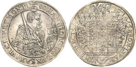 Sachsen-Kurlinie ab 1547 (Albertiner)
Johann Georg I. (1611-) 1615-1656 Taler 1646, CR-Dresden C/K 169 Schnee 879 Davenport 7612 seltener Jahrgang. V...