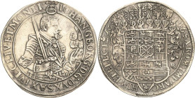 Sachsen-Kurlinie ab 1547 (Albertiner)
Johann Georg I. (1611-) 1615-1656 Taler 1646, CR-Dresden Av-Interpunktionsvariante mit Rosetten C/K 169 Schnee ...