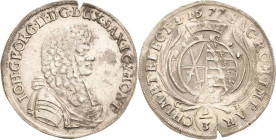 Sachsen-Kurlinie ab 1547 (Albertiner)
Johann Georg II. 1656-1680 2/3 Taler 1677, CR-Dresden C/K 405 Davenport 805 Kohl 226 Min. korrodiert, fast vorz...