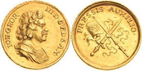 Sachsen-Kurlinie ab 1547 (Albertiner)
Johann Georg III. 1680-1691 Goldmedaille o.J. (M.H.Omeis) Feldzug gegen Frankreich 1688. Brustbild nach rechts ...