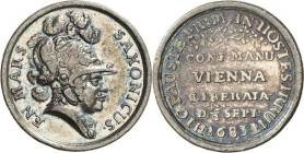Sachsen-Kurlinie ab 1547 (Albertiner)
Johann Georg III. 1680-1691 Kleine Silbermedaille 1683 (M.H. Omeis) Entsatz von Wien im Krieg gegen die Türken....
