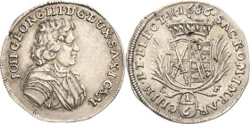 Sachsen-Kurlinie ab 1547 (Albertiner)
Johann Georg III. 1680-1691 1/6 Taler 1686, CF-Dresden C/K 606 Kohl 290 Selten. Winz. Schrötlingsfehler, sehr s...