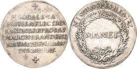 Sachsen-Kurlinie ab 1547 (Albertiner)
Johann Georg III. 1680-1691 1/4 Taler 1687, o. Mzz.-Dresden Auf den Tod seiner Mutter Magdalena Sibylla C/K 624...
