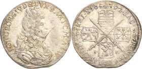 Sachsen-Kurlinie ab 1547 (Albertiner)
Johann Georg IV. 1691-1694 2/3 Taler 1692, IK-Dresden C/K 661 Kohl 317 Davenport 812 Kl. Zainende, Avers kl. Kr...