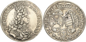 Sachsen-Kurlinie ab 1547 (Albertiner)
Johann Georg IV. 1691-1694 2/3 Taler 1694, IK-Dresden C/K 663 Kohl 319 Davenport 813 Revers kl. Schrötlingsfehl...