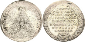 Sachsen-Kurlinie ab 1547 (Albertiner)
Johann Georg IV. 1691-1694 1/12 Taler (Doppelgroschen) 1694, IK-Dresden Auf seinen Tod C/K 699 Kohl 346 Min. Sc...