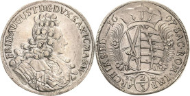 Sachsen-Kurlinie ab 1547 (Albertiner)
Friedrich August I., der Starke 1694-1733 2/3 Taler 1697, EPH-Leipzig Kahnt 113 Davenport 818 Kohl 360 Kopicki ...