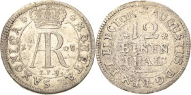 Sachsen-Kurlinie ab 1547 (Albertiner)
Friedrich August I., der Starke 1694-1733 1/12 Taler (Doppelgroschen) 1709, EPH-Leipzig Monogramm. Der Hecht we...