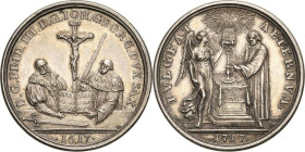 Sachsen-Kurlinie ab 1547 (Albertiner)
Friedrich August I., der Starke 1694-1733 Silbermedaille 1717 (G.W. Vestner) 200 Jahrfeier der Reformation. Die...