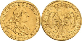 Sachsen-Kurlinie ab 1547 (Albertiner)
Friedrich August I., der Starke 1694-1733 Dukat 1727, IGS-Dresden Brustbild mit Lorbeerkranz und umgelegtem Man...