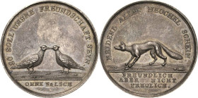 Sachsen-Kurlinie ab 1547 (Albertiner)
Friedrich August I., der Starke 1694-1733 Silbermedaille o.J. (18. Jhd.) (unsigniert) Auf die Freundschaft, in ...