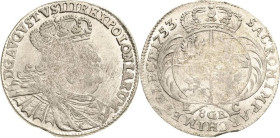Sachsen-Kurlinie ab 1547 (Albertiner)
Friedrich August II. 1733-1763 8 Groschen 1753, EC-Leipzig Kahnt 683 e Olding 471 Kopicki 2122 (R2) Kluge K 16 ...
