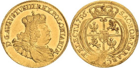 Sachsen-Kurlinie ab 1547 (Albertiner)
Friedrich August II. 1733-1763 Dukat 1756, EDC-Leipzig Gedrungenes bekröntes Brustbild im römischen Harnisch na...