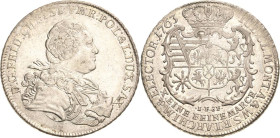 Sachsen-Kurlinie ab 1547 (Albertiner)
Friedrich Christian 1763 Taler 1763, IFôF-Leipzig Mit Signatur S im Armabschnitt Kahnt 1005 Schnee 1052 Davenpo...