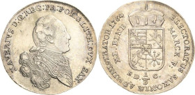 Sachsen-Kurlinie ab 1547 (Albertiner)
Xaver 1763-1768 1/3 Taler 1764, EDC-Dresden Kahnt 1024 Buck 54 aa Vorzüglich