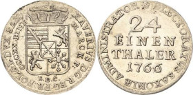 Sachsen-Kurlinie ab 1547 (Albertiner)
Xaver 1763-1768 1/24 Taler (Groschen) 1766, EDC-Dresden Exemplar der Slg. Horn Kahnt 1027 Buck 51 Prachtexempla...