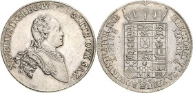 Sachsen-Kurlinie ab 1547 (Albertiner)
Xaver 1763-1768 Taler 1768, EDC-Dresden Kahnt 1021 Buck 56 Schnee 1055 Davenport 2678 Attraktives Exemplar. Vor...