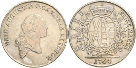 Sachsen-Kurlinie ab 1547 (Albertiner)
Friedrich August III. 1763-1806 Taler 1764, IFôF-Leipzig Mit Signum S am Halsabschnitt Kahnt 1068 Buck 117 Dave...
